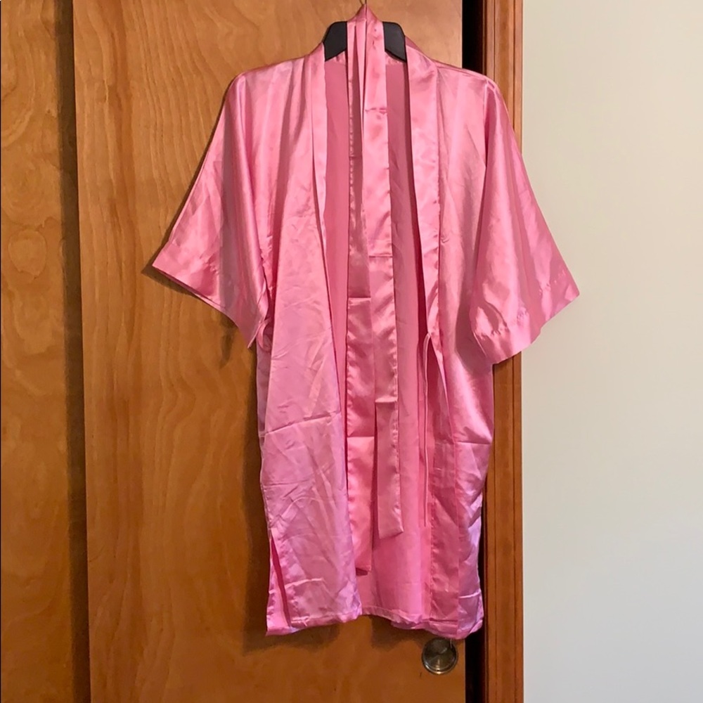 Pink Satin Robe - New